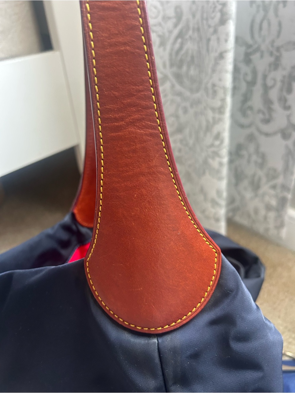 Dooney & Bourke Navy Nylon Shoulder Bag with Brown Leather Trim - Picture 10 of 10